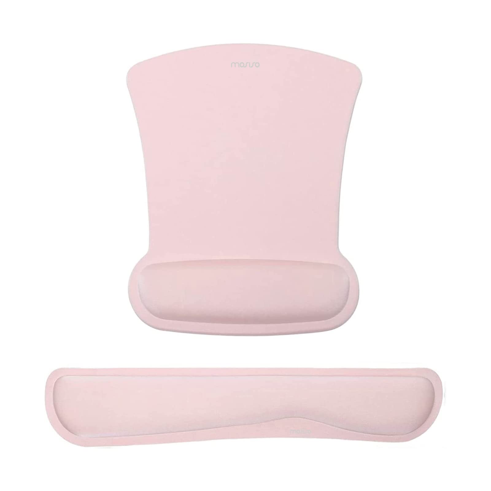 

MOSISO Подставка под запястье для коврика для мыши, клавиатуры, эргономичное основание для облегчения боли, подушечка для легкого набора текста из неопреновой ткани, приподнятая пена с эффектом памяти и набор, нескользящая розовый