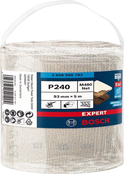Rouleau Abrasif - Bosch - 2608900782 - Extraction De Poussière Efficace - Fixation Auto-agrippante - 93 Mm X 5 M