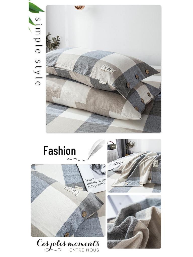 Zestaw 2 poszewek na poduszkę pojedynczą z czystej bawełny i lnu z wewnętrznym wkładem w całości bawełnianym, 48cm x 74cm