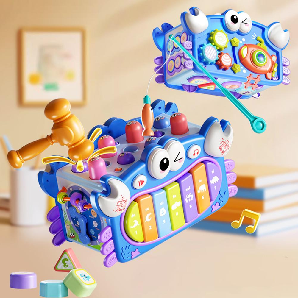 8-in-1 Hammering Pounding Toys For Kids Fishing Game 6 Sides Wooden Activity Cube Baby Toys Birthday Gifts For Boys Girls