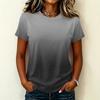 Women's Casual Pullover T-Shirt Short Sleeve Crew Neck Gradient Color Top Lightweight Soft Fabric Summer Wear