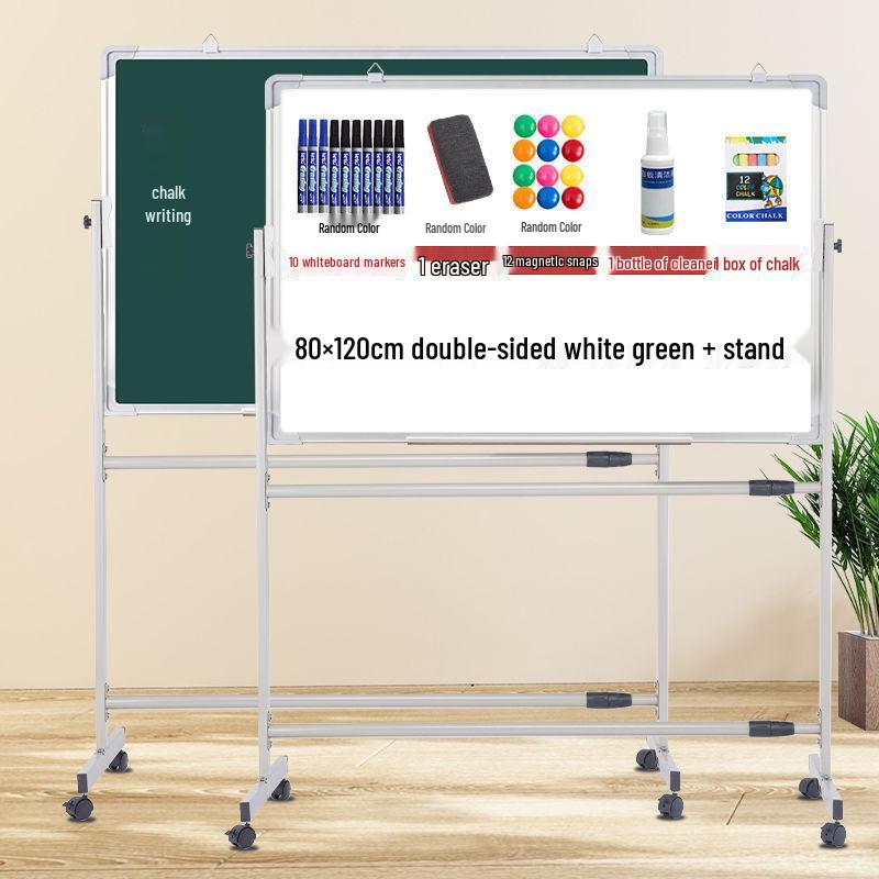 Mobile Double-Sided Magnetic Whiteboard and Chalkboard