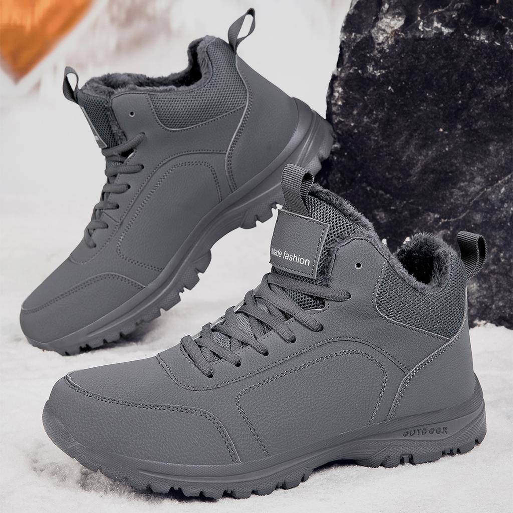 TUINANLE Men Lace-up Boots Winter Warm Motorcycle Boots Non-slip Wear-resistant Casual Men's Shoes