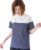 Petit Honfleur Paneled Striped Navy Women's T-Shirt, 521105,