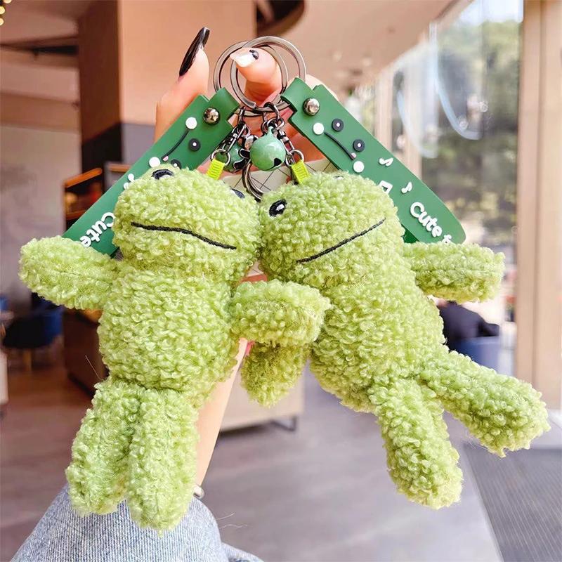 Mignonne Grenouille Poupée Kawaii Peluche Porte-clés Accessoires Kawaii Porte-clés pour Sacs à Dos Sacs Portefeuille Porte-clés de Voiture Cadeaux d'Anniversaire Noël