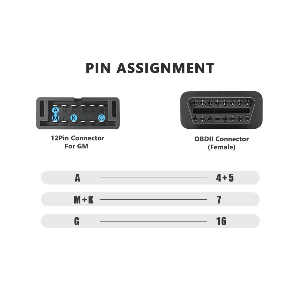 For GM 12 Pin OBDII OBD 2 Auto Diagnostic Connector Adapter Cable GM12 To 16 Pin Cable Car Diagnostic Auto Tool