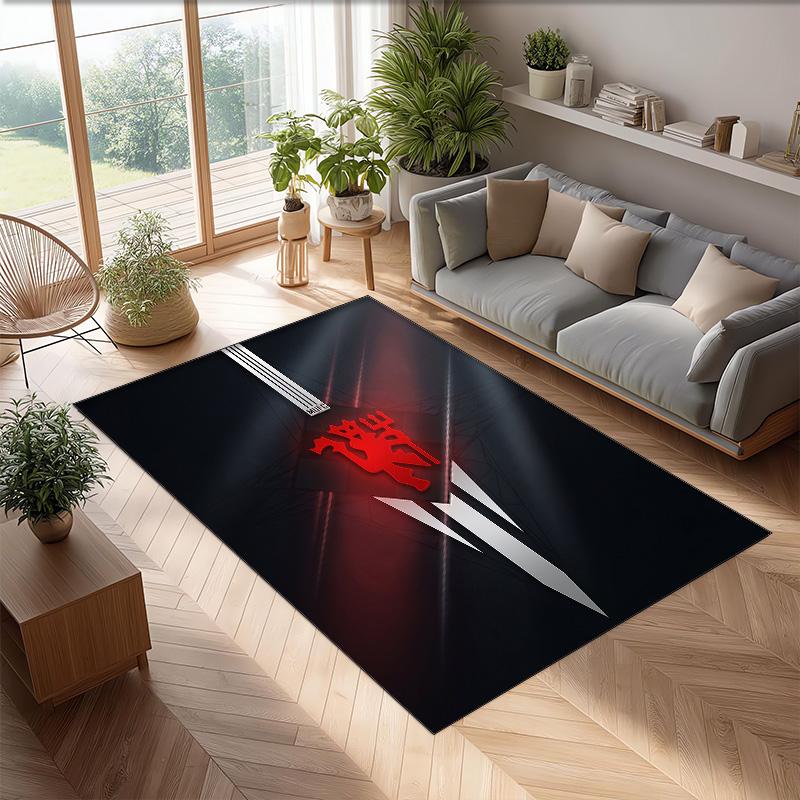 Manchester United FC Soccer Football Pattern Soft Area Rug Non Slip Indoor Floor Carpet Sports Decor Mat for Bedroom