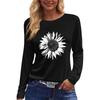 Women's Fashion Casual LongSleeve Print Round Neck Pullover Top Blouse