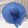 Cappello da Sole Estivo a Tesa Larga per la Spiaggia all'Aperto Moda Bordo Larga Pieghevole Cappello da Sole da Donna Colore Unito Decorazione Fiocco Cappello a Cilindro