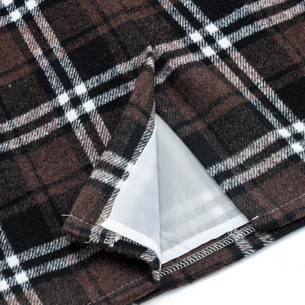 High-Waisted Women's Plaid Pencil Skirt - Knee-Length Wool Skirt for Autumn and Winter