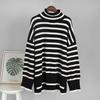 High Neck Striped Jumper for Women Autumn Winter High Neck Pullover Knitwear Versatile Loose Fit Jumper Luxurious Relaxed-fit Slimming Versatile Top