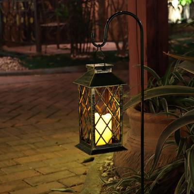Solar LED Flame Lantern - Hollowed Palace Design for Outdoor Garden & Christmas Decor