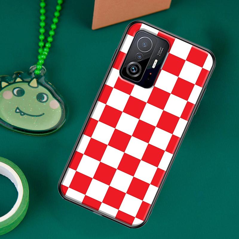 Schachbrettmuster Senfgelb Hülle für POCO F5 X5 X3 Pro X4 F4 GT F3 M5s C40 Hülle für Xiaomi 13 12 Lite 11T 12T Pro 12X