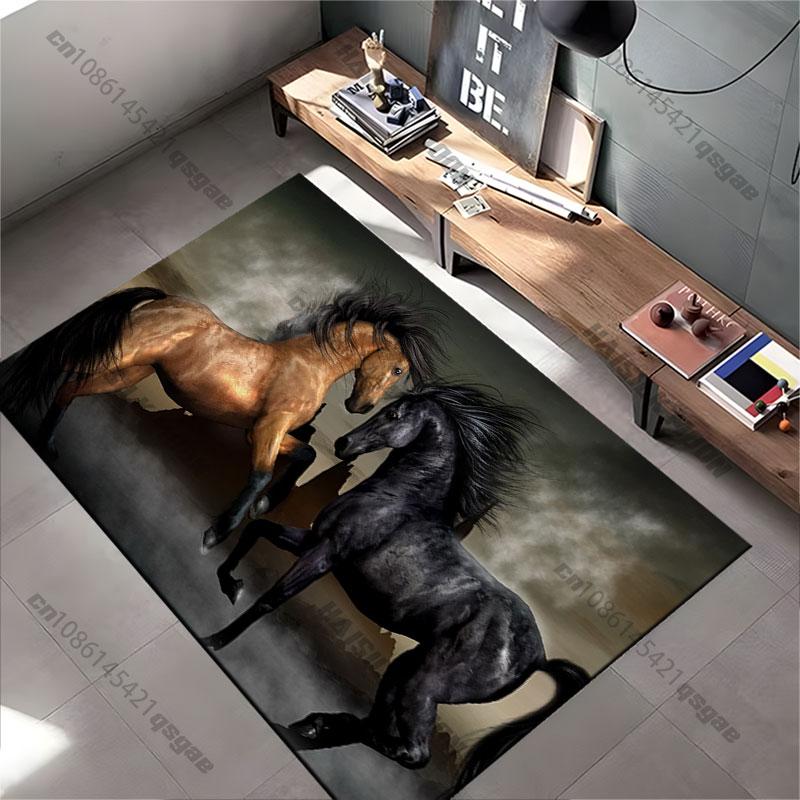 Horses fighting in dramatic scenery carpet Yoga living room room decor children's crawling mat doormat area rug games mat