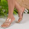 New Transparent Crystal Heel Open Toe Sandals Women's Block Heel Slippers Open Toe Sandals Anti-slip Wear-resistant Kitten Heels