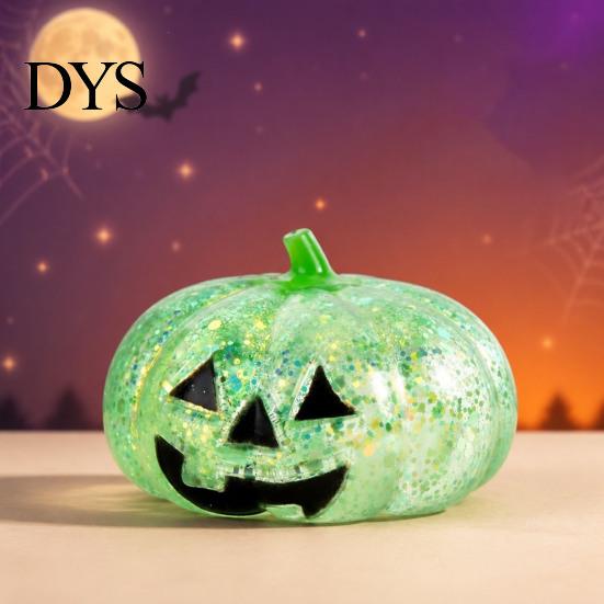 Hand Therapy Toys Halloween Glitter Pumpkin Stress Ball, Head Squeeze Toy for Tension Relieving Relief, Creepy Fidget Party Favors