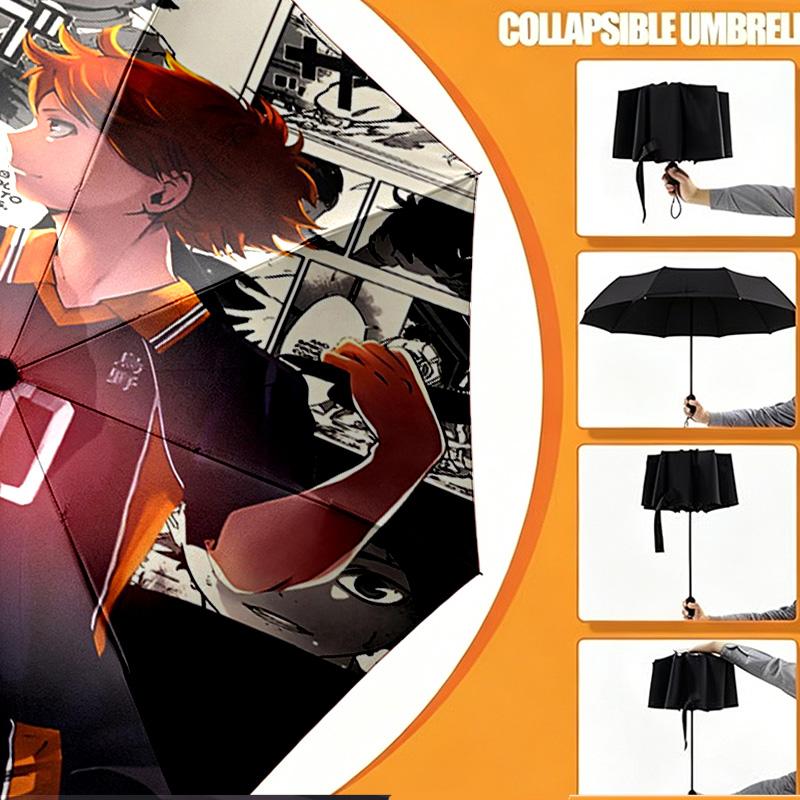 Haikyu Print Umbrella Automatic Opening/ Closing - Portable Foldable Design - Daily use for Travel/Outdoor - Gift for Birthday