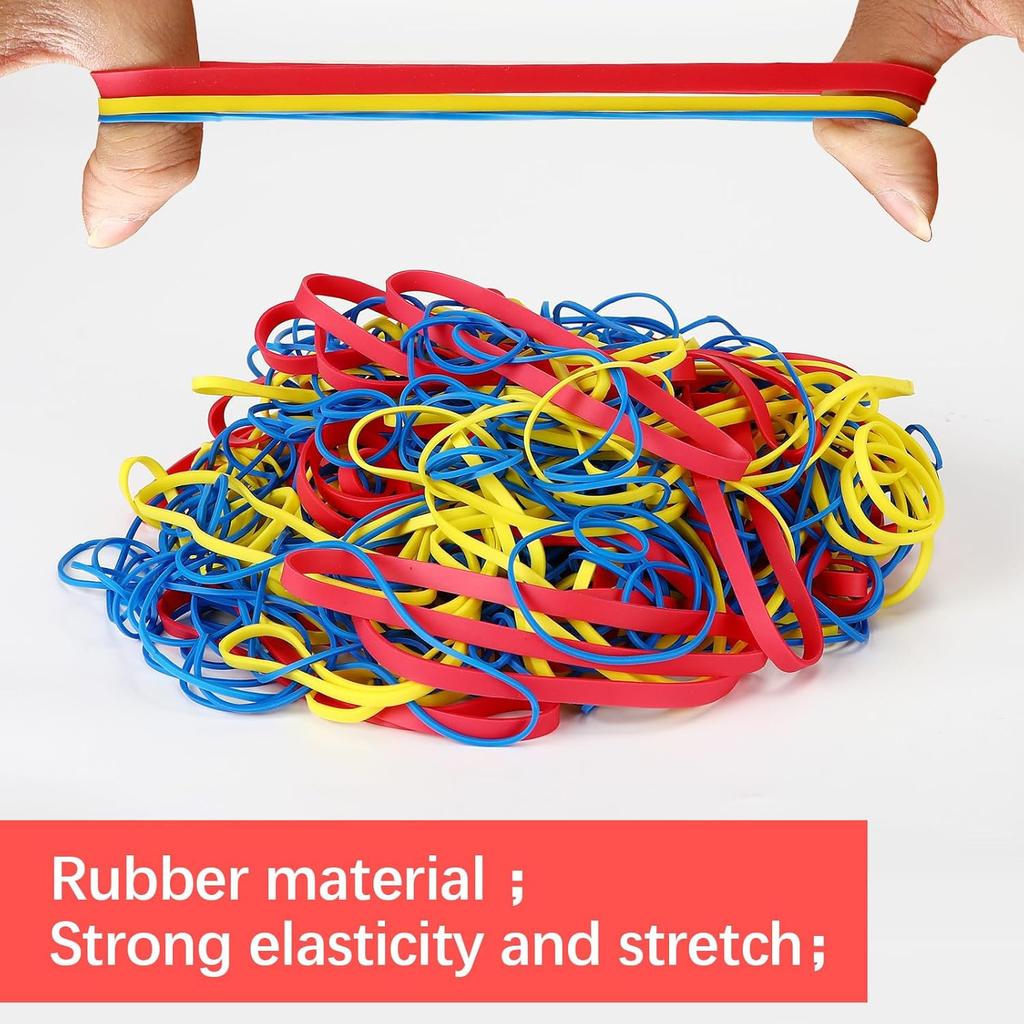 405 Pcs Assorted Size Rubber Bands 0.68lbs Elastic Colored Rubber Bands for Office Supplies Rubberbands Bulk Mix Colors and Size with bag,Red (3-1/2