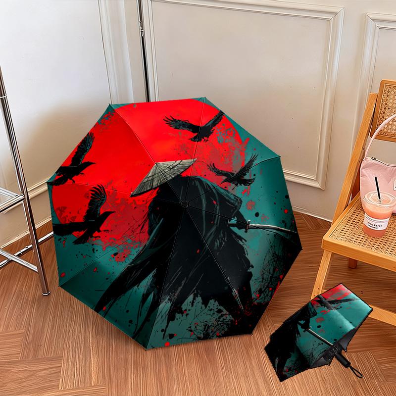 1PC Samurai  Automatic Umbrella - Suitable Travel Outdoor Portable Umbrella Birthday Gift Daily Essentials