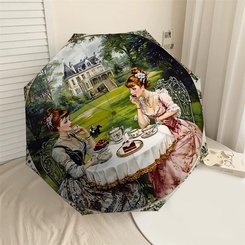 

1PC Tea Party Victorian Umbrella-8-Rib Reinforced, Automatic Open, Lightweight & Durable, Cute Fashion Accessory for Outdoor, Beach, or Casual Use, Be