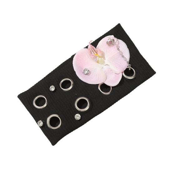 

Панк Стиль Повязка на Голову Блестящие Стразы Металлическая Отделка Заклепками Вязаная Повязка для Волос Эластичный Дизайн с Широким Краем Аксессуары для Волос розовый