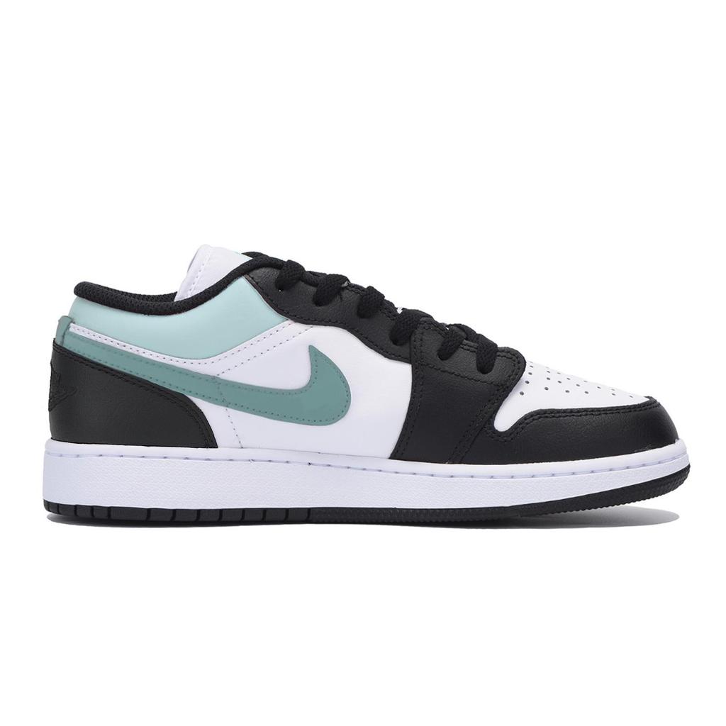 Jordan Air Jordan 1 Abrasion Resistant Slip Resistant Low Top Vintage Basketball Shoes Men's Black White Green 553558-131(Team85-)