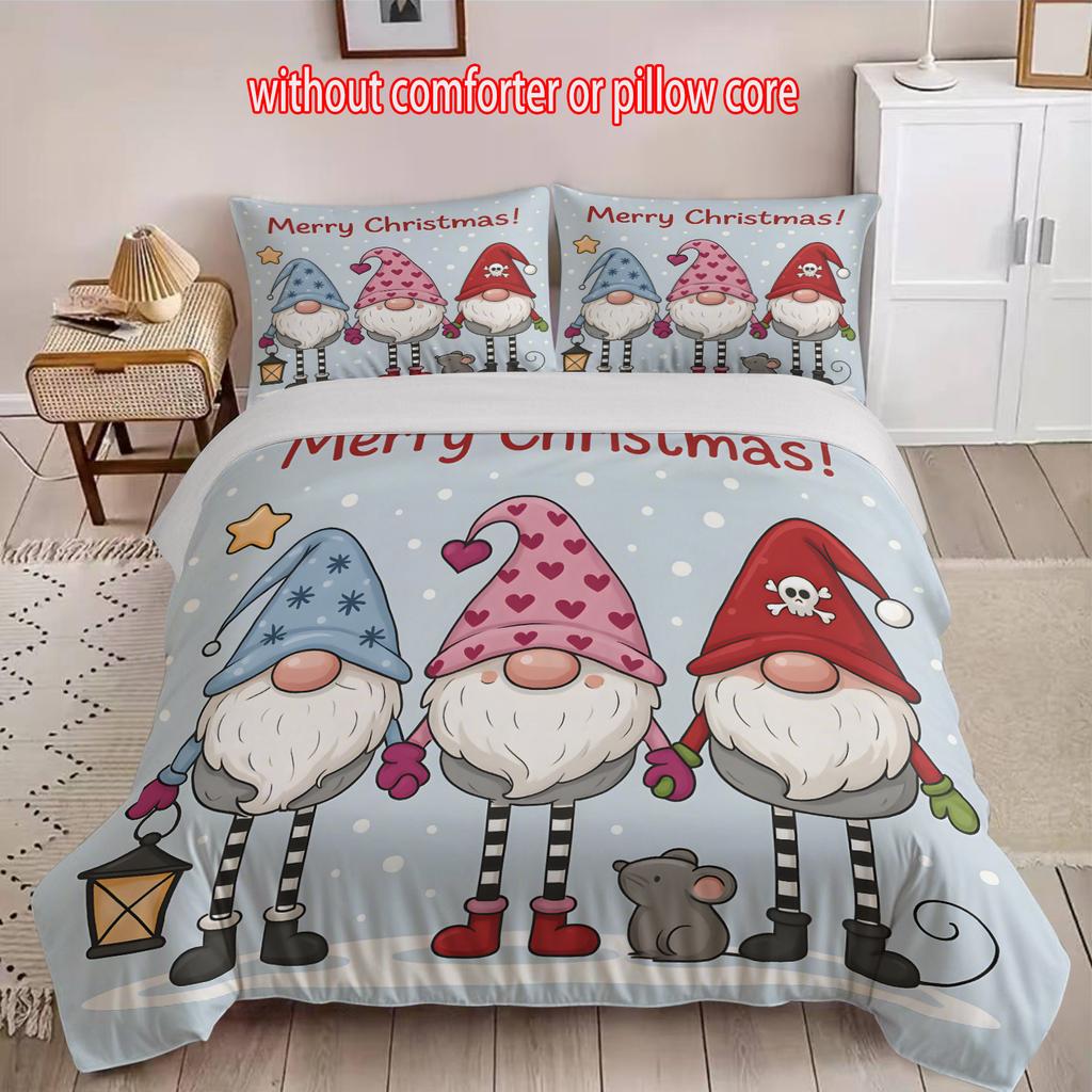 Weihnachtliches dreiteiliges 3D-Digitaldruck-Quilt-Set