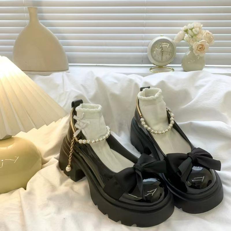 Fashion Women Loafers Spring 2025 New Mary Jane Shoes Women French Style Thick Heel High Heels Soft Bottom Lolita Shoes Zapatos De Mujer