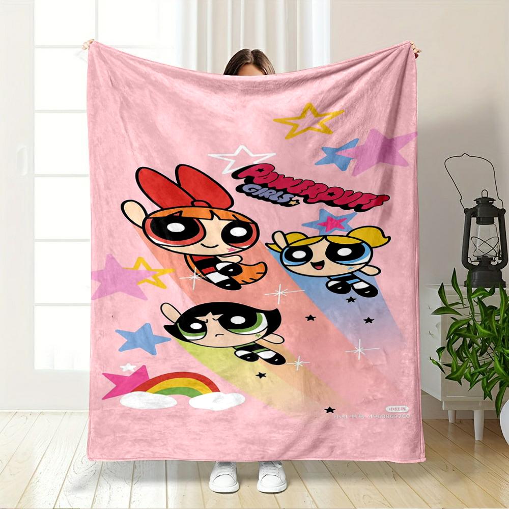 Powerpuff Girls Design Pink Flannel Blanket Flannel blanket for bedroom, living room, sofa, and nap sofas