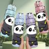 1PC Bamboo Eating Panda 750ml Color Plastic Sports Water Bottle Leakproof Flip Straw Lid Suitable for Sports Office Home Use