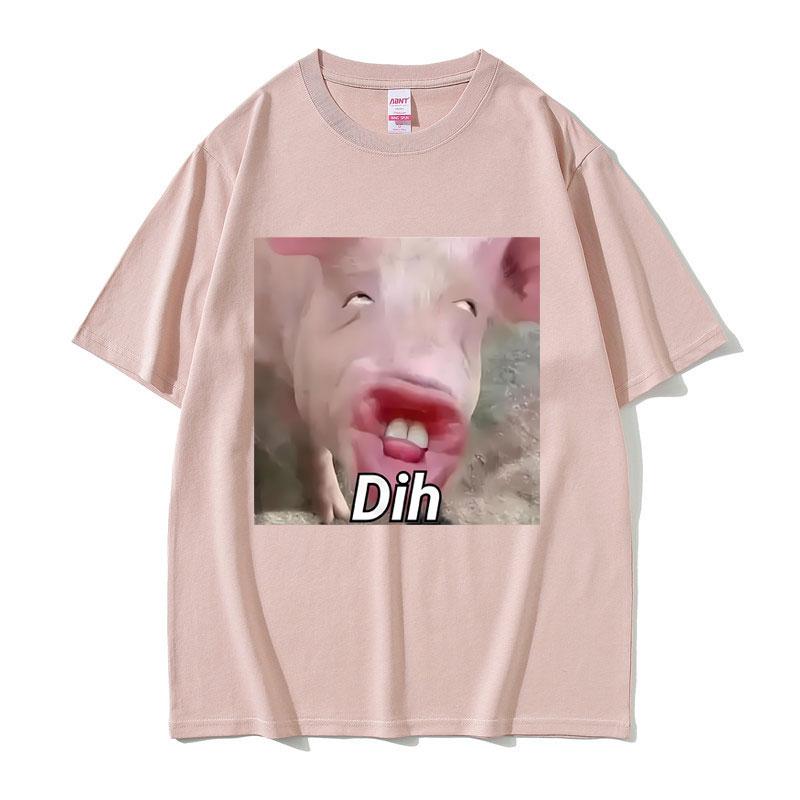 Dih Brainrot Gen Z Pig Funny Meme T Shirt Unisex Women Clothing Casual Humor Tshirts Unisexs Oversized Cotton Short Sleeve T Shirts