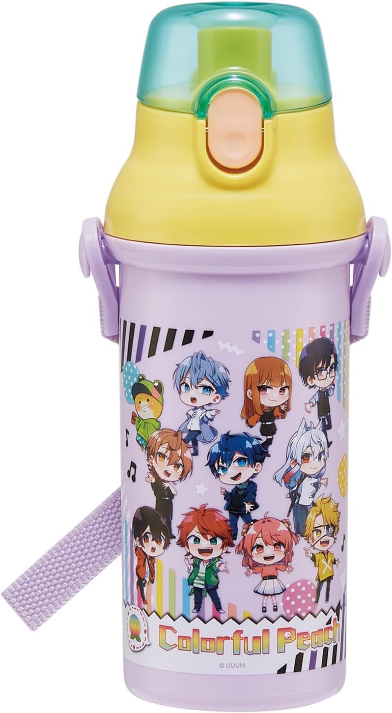 

Colorful Peach Water Bottle, Direct Drinking, Plastic, One-Touch Bottle, 480ml, Silver Ion, Karapichi Set (Water Bottle, Name Sticker)