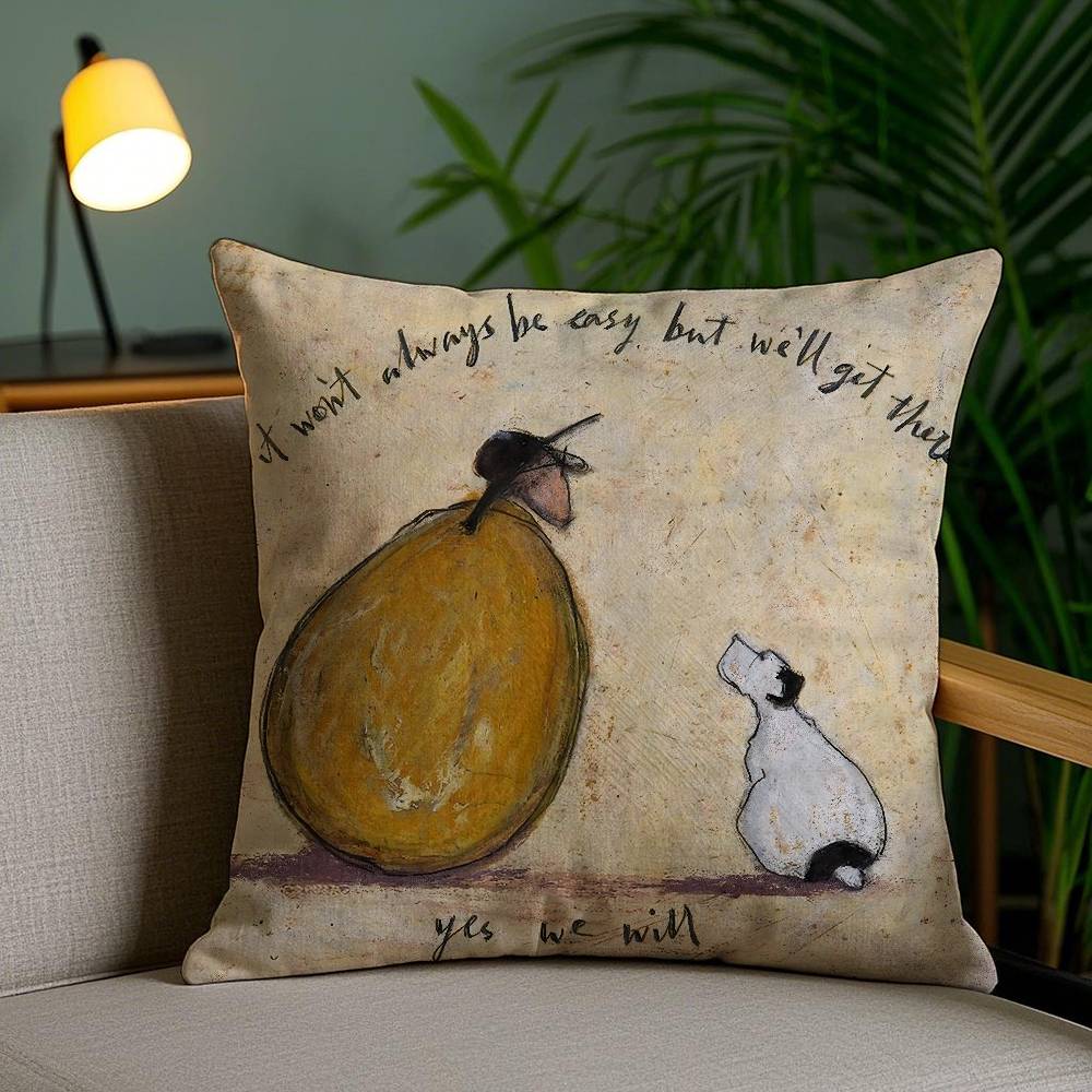 Pillow Case Painting S-Sam Toft Art Sofa Short Plush Double-Sided Hd Printing Room Home Office Gift Cushion Cover