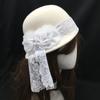 French Retro White 100% Wool Hat Ladies Elegance Black Floral Lace Beret French Wedding Wool Top Hat Ladies Felt Hat