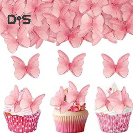 40/48 Piezas Decoración de Pastel Papel de Oblea Flor Adornos para Pastel Mariposa Flor Comestible Decoración de Cupcakes Accesorios para Fiesta de Cumpleaños