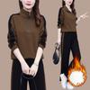 Fashionable Casual Sportswear Suit Autumn and Winter Plus Velvet To Keep Warm and Stylish Women's Wide-leg Pants Two-piece Set
