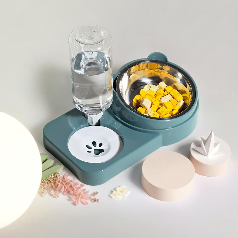 Pet Water & Food Bowl Set - Double Bowl Dog/Cat Feeder, Anti-Spill Pet Dish, Essential Pet Supplies