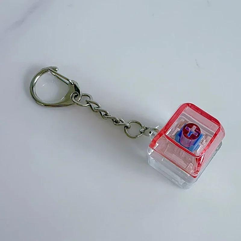 LED Keyboard Keychain Mechanical Button Fidget Key Switch Caps Finger Toys Relief Stress Small Gifts Car Key Ring For Adults