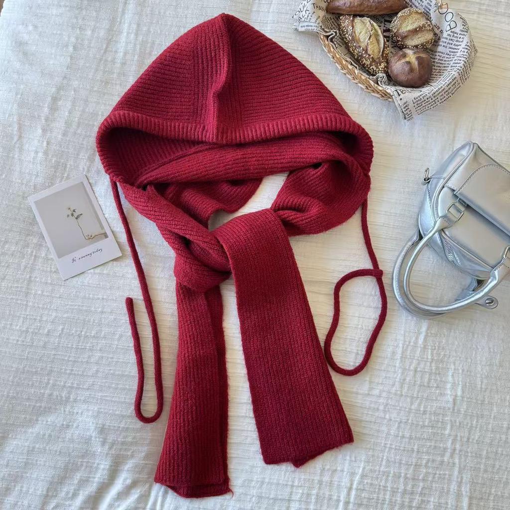 Big Brim New Knitted Hooded Scarf Shawl Integrated Autumn and Winter Unisex Thickened Warm Bag Head