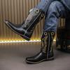 Fashion New Men Business Chelsea Boots Black Brown Men Casual Embroidered High Boots European American Style Knight Boots Sizes 38-48