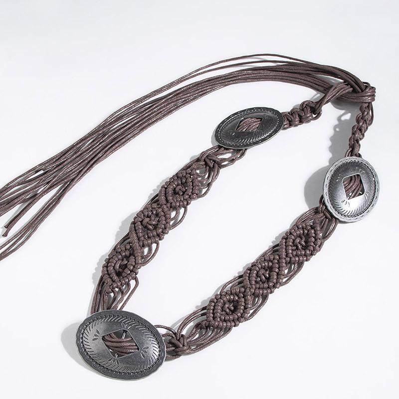 Bohemian Style Handwoven Waist Belt With Tie Closure For Vacation And Festival Wear