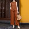 ZANZEA Women Sleeveless Vest Tops and Pants Casual Two Piece Suit Sets
