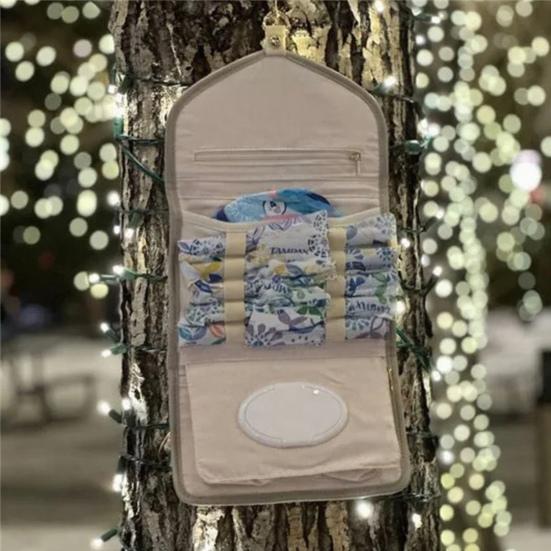 No-Panic Women Period Travel Bag Hanging Tampon Bag Period Pouch with Hanging Hook Pads Wipes Organizer for Travel School Work