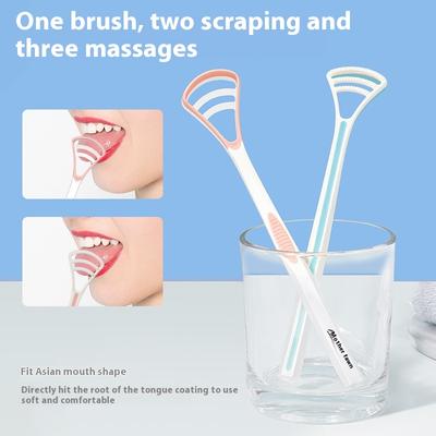 Durable And Safe Cartoon Tongue Coating Cleaner Tongue Coating Brush Tongue Scraping Plate Oral Cleaning Brush Tongue Cleaning Tool For Men And W