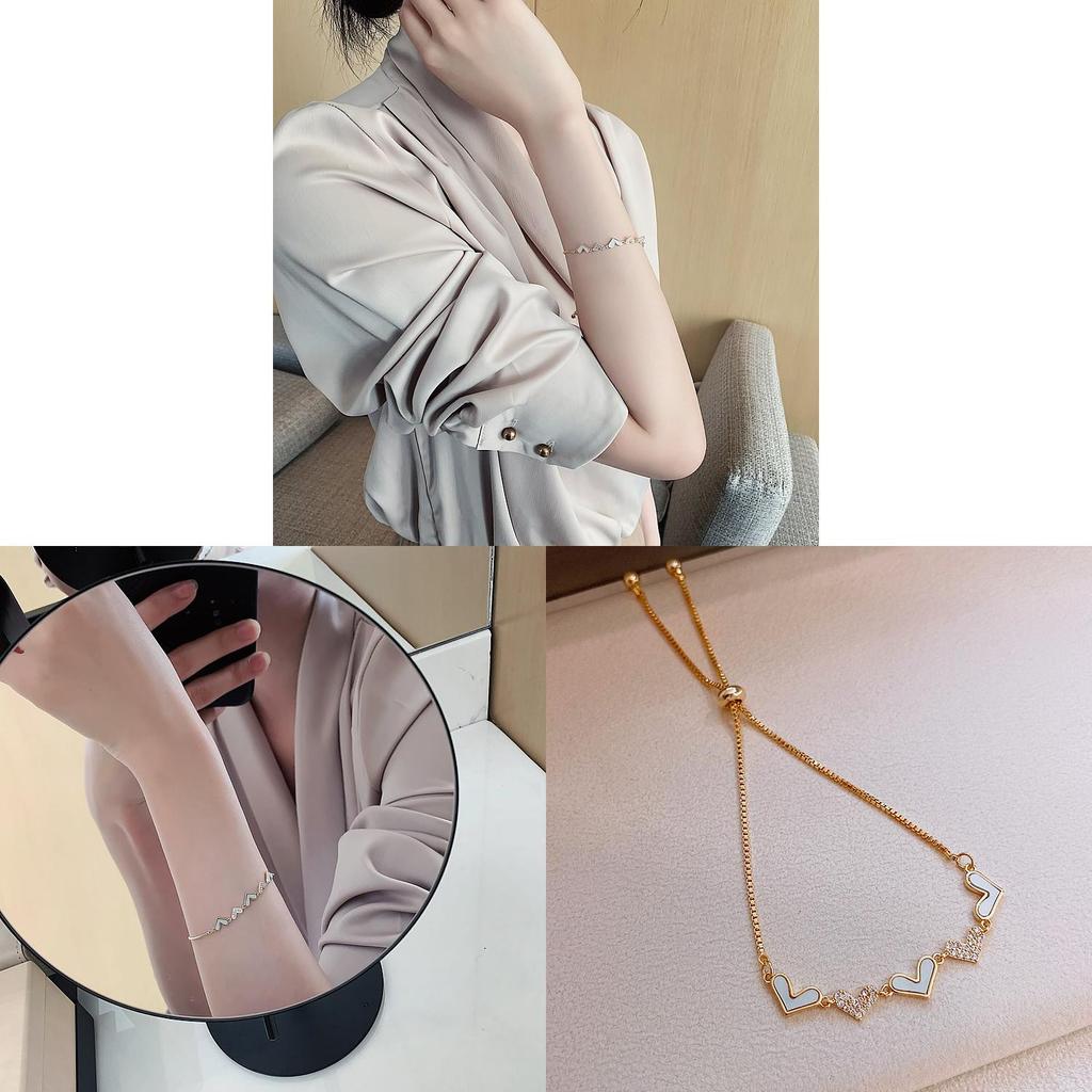 Koreanischer Stil Herz-Charms-Armband mit Zirkon-Verzierung für stilvolle Frauen