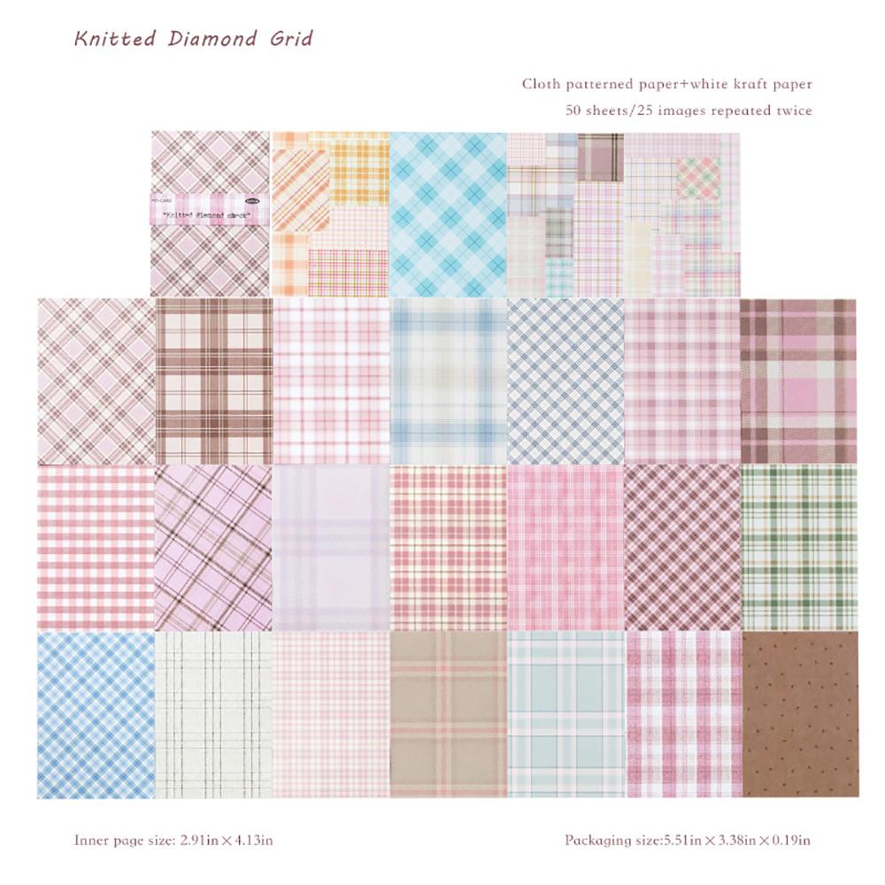 

50pcs Creative Plaid Decor Scrapbook Vintage Material Paper Kit DIY Journal Collage Photo Album Creative Diary Decoration