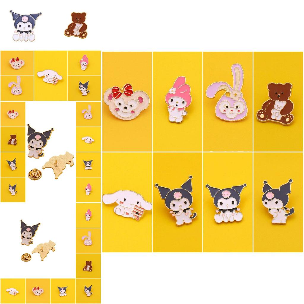 Adorable Sanrio Metal Cartoon Rabbit Melody Kulomi Brooch For Student Bags