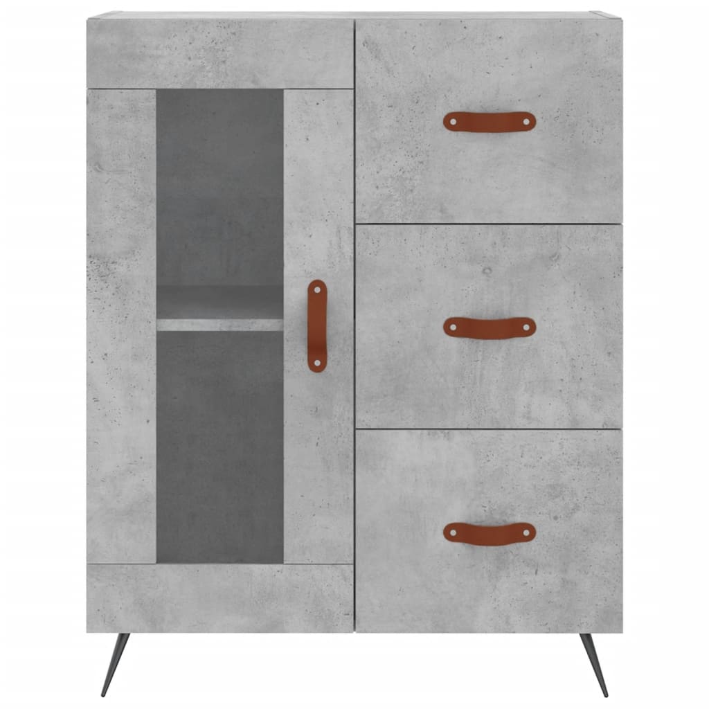 Vidaxl Display Cabinet, Concrete Grey 69.5X34X180 Cm Wood-Based Material