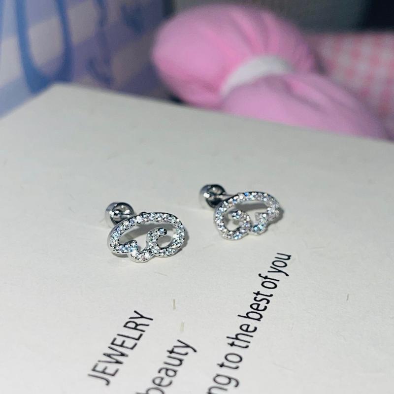 2/3/4Pcs Shiny Silver Color Wing Stud Earrings For Women Girls Luxury Metal Geometric Hollow Earring Jewelry Gifts