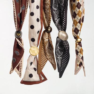 French Retro Polka Dot Silk Scarf Necklace - Autumn/Winter Handmade Fabric Neck Tie Sweater Chain